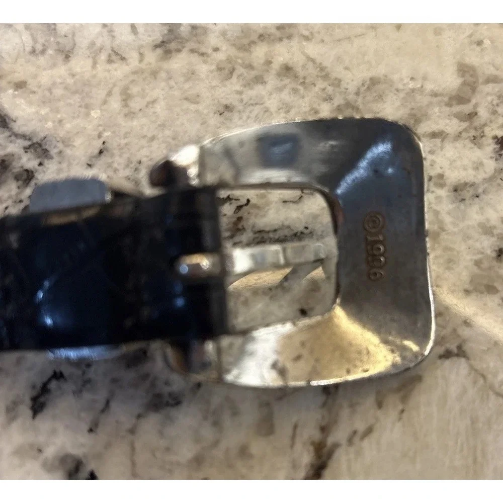 Vintage Jones Wear Embossed Croco Calf Belt Black Size‎ M cowgirl country Core
